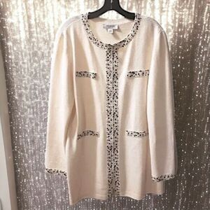 St. John Evening Cream Embellished Evening Cardigan Size 12~$900
